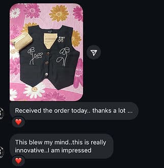 Close-up of customer in Preetizen tee